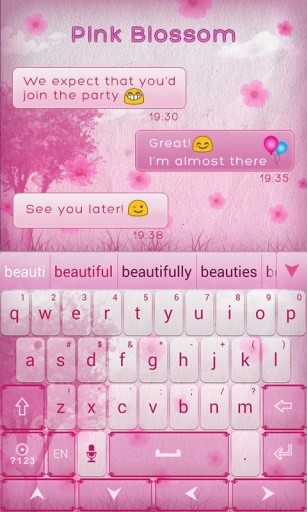 Pink Blossom GO Keyboard Theme截图4