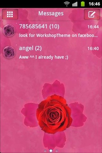 GO SMS Theme Pink Rose Cute截图1