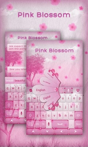 Pink Blossom GO Keyboard Theme截图1