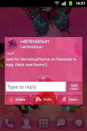 GO SMS Theme Pink Rose Cute截图3
