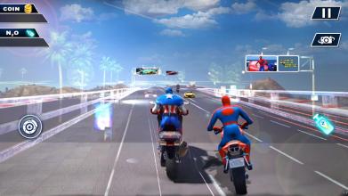 Superhero Bike Racing 2018: Moto Traffic Rider截图5