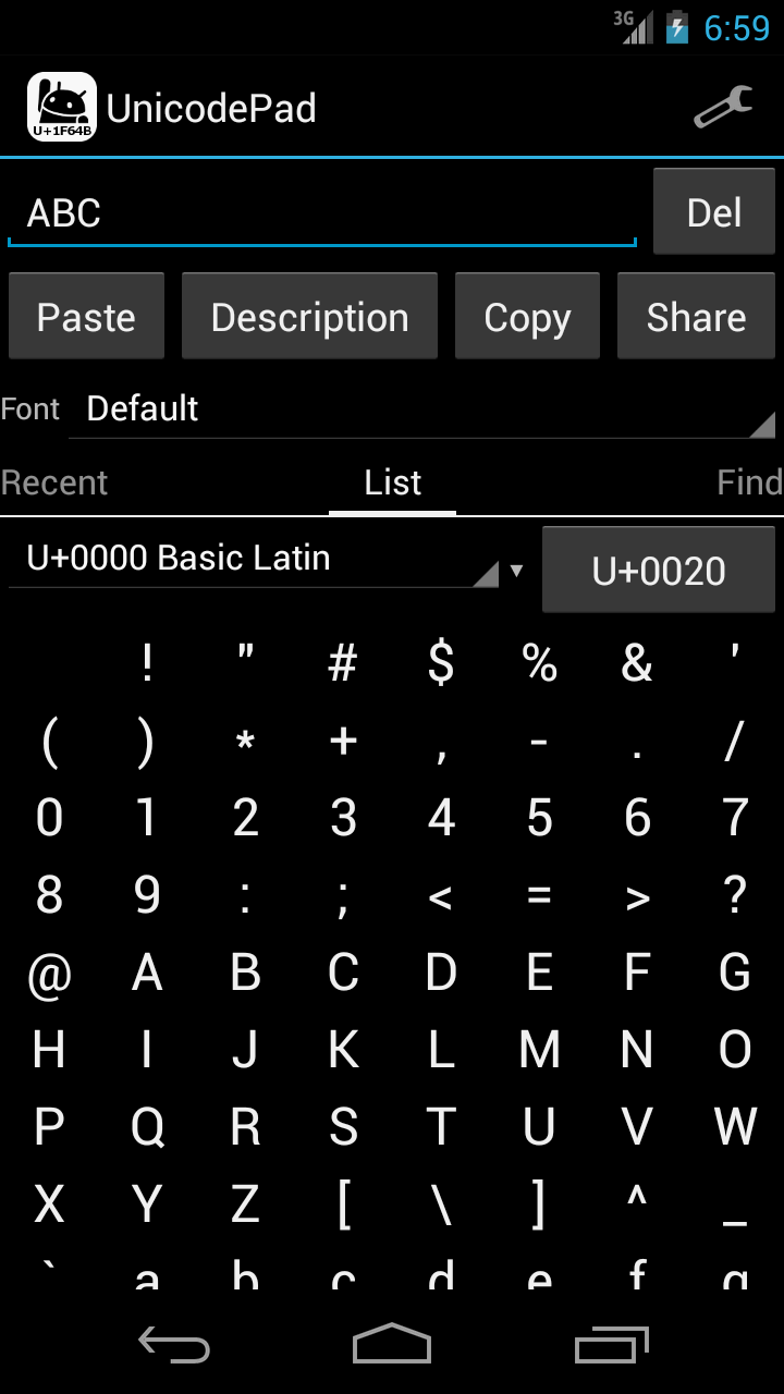 Unicode字符( Pad版)截图4