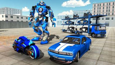 US Police Plane Robot Car Bike - Transporter Games截图3