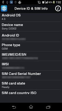 设备ID和SIM卡M息截图