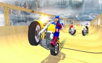 US Captain Bike Vs Mega Ramp: Superhero Stunt Race截图5