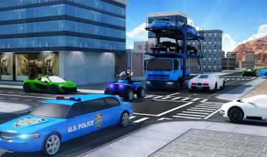 US Police Limousine Car: Truck Transporter Game截图2