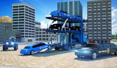 US Police Limousine Car: Truck Transporter Game截图3