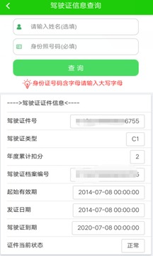 駕駛證查詢(xún)截圖