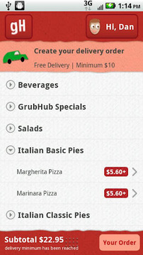 GrubHub Food Delivery/Takeout截图