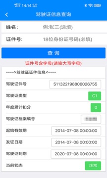 駕駛證查詢截圖
