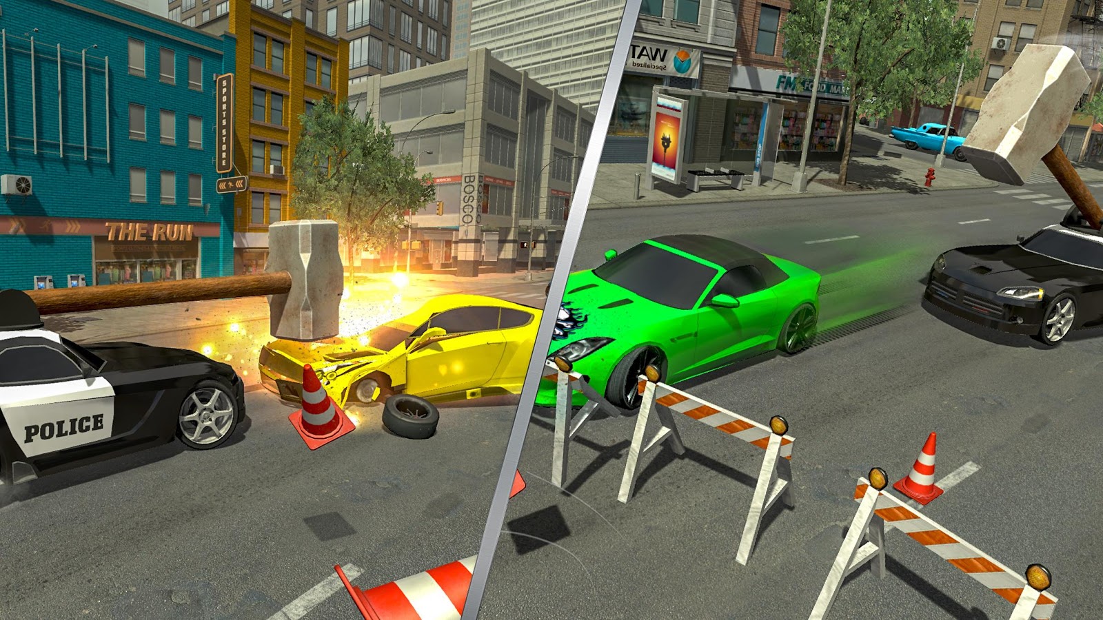 锤子汽车碰撞引擎：疯狂的城市碰撞模拟器截图1