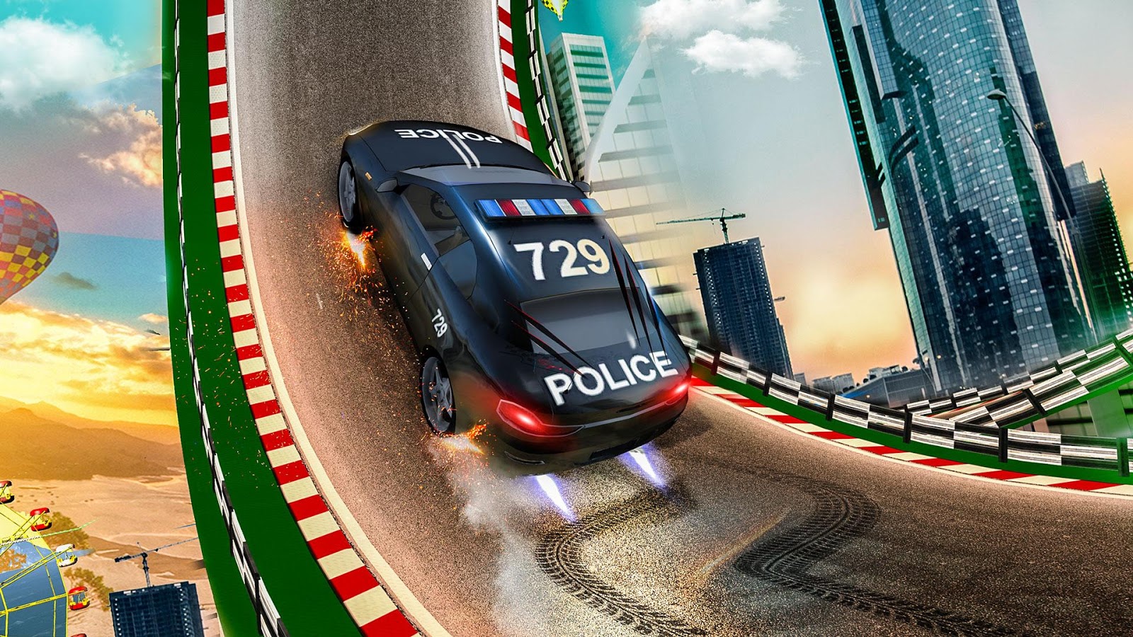 Impossible Police Car Stunt Racing Stunt Car Games截图2