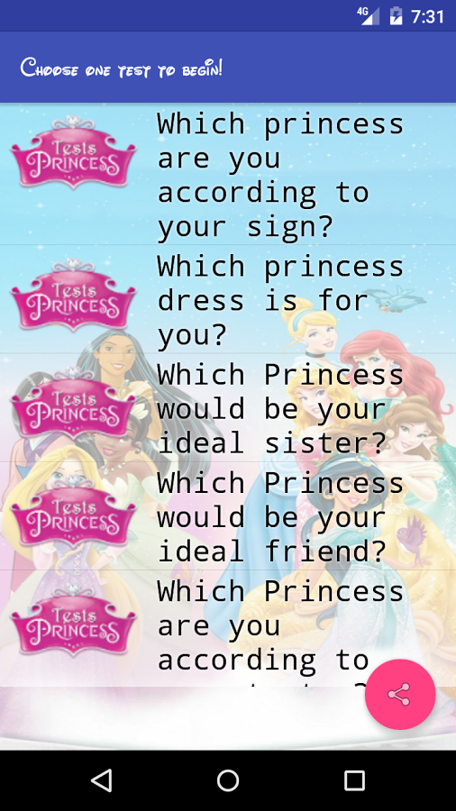 Princess Test. Which princess are you look like?截图3