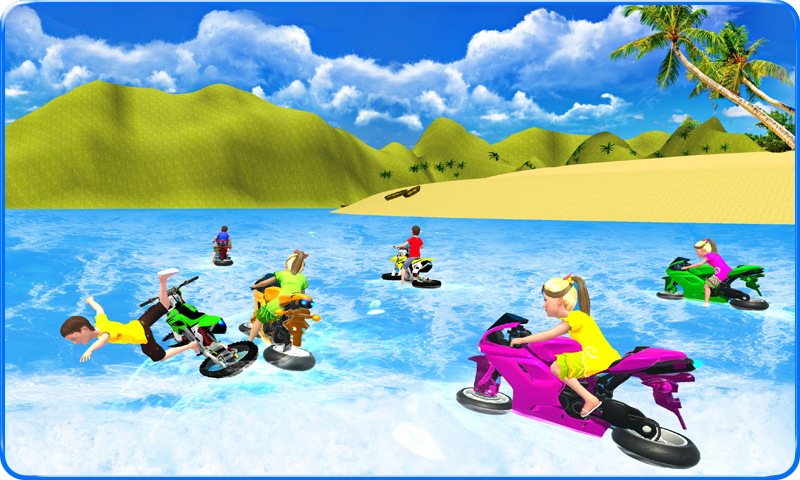 Kids Water Surfing Bike Racing截图5