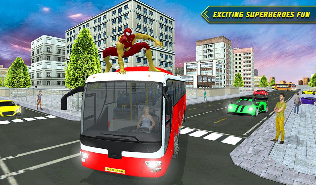 City Bus Driving: Superheroes Transport Simulator截图1