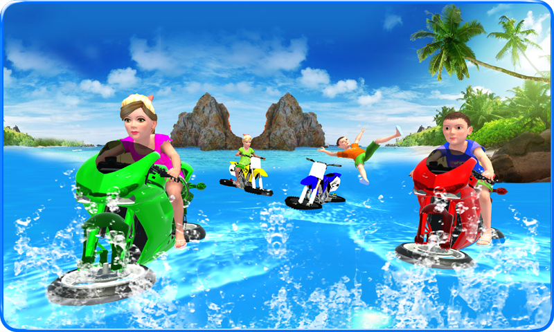 Kids Water Surfing Bike Racing截图2