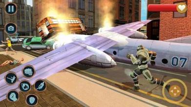 Superhero Panther Flying Robot City Rescue Games截图2