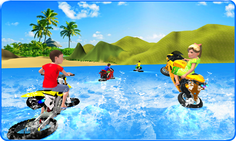 Kids Water Surfing Bike Racing截图3