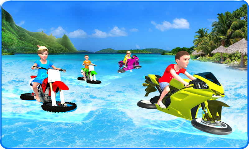 Kids Water Surfing Bike Racing截图4