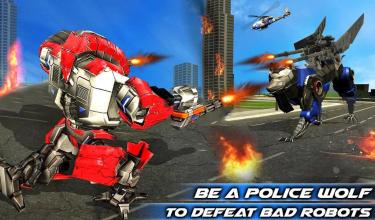 Air Force Transform Robot Cop Wolf Helicopter Game截图3