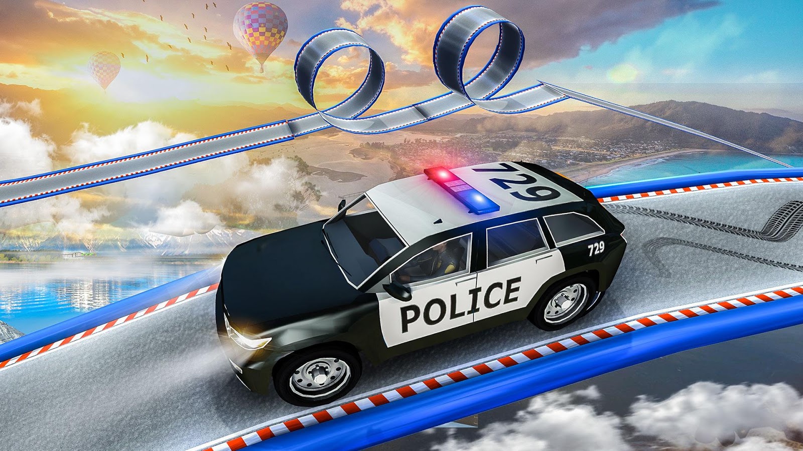 Impossible Police Car Stunt Racing Stunt Car Games截图1