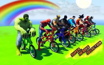 Superheroes Bmx Race Stunts: Bicycle Racing Games截图1