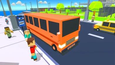 Coach Bus Driver Blocky Game Public Transport Sim截图5