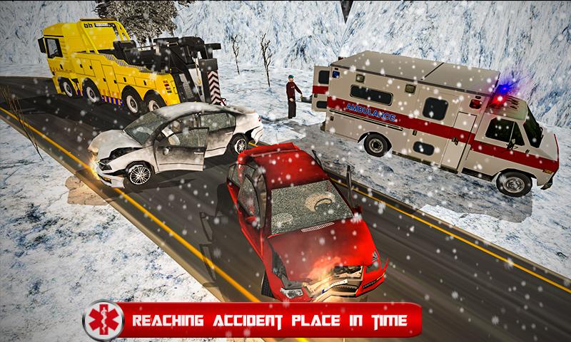 Ambulance Driver Simulator 3D Winter Snow Rescue截图4