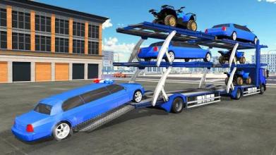 US Police limousine Car Quad Bike Transporter Game截图3