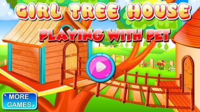 Girl Tree House  Playing With Pet截图3