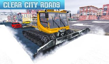 City Snow Blower Truck Excavator Snow Plow Games截图5