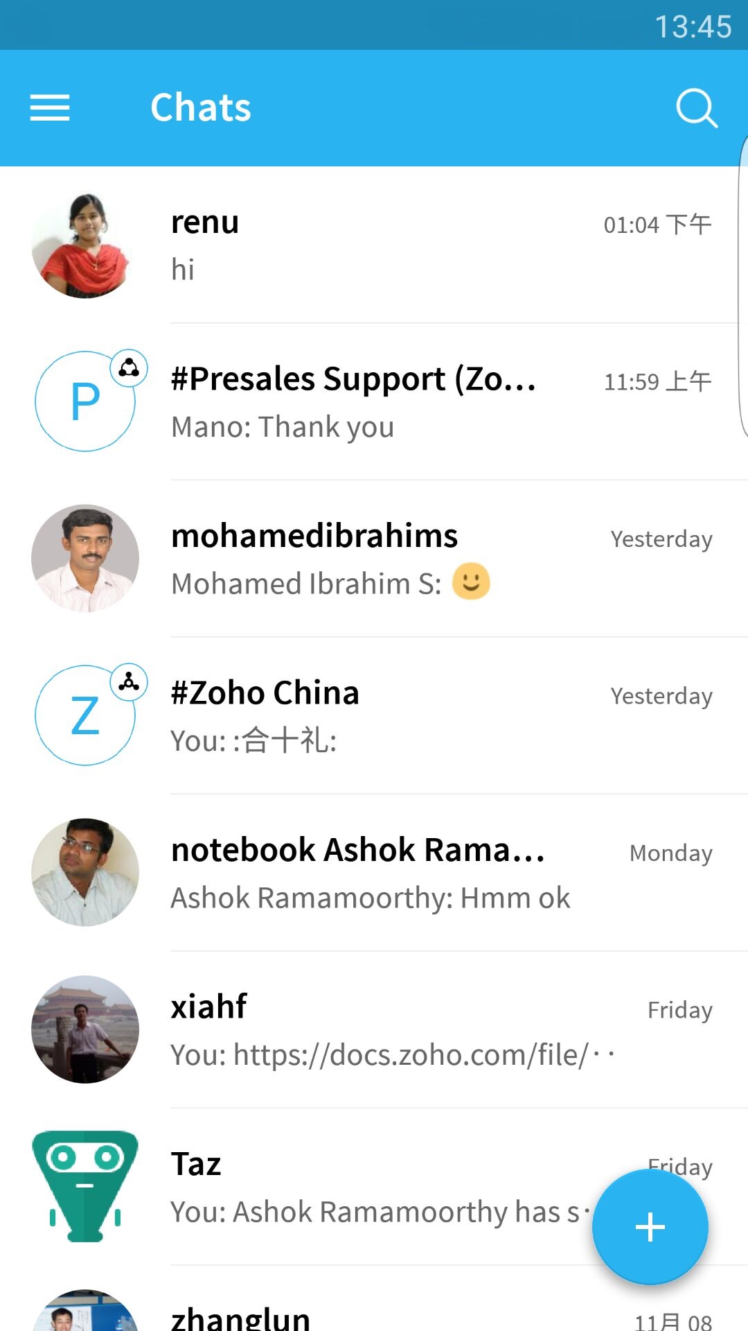 Zoho Chat截图2