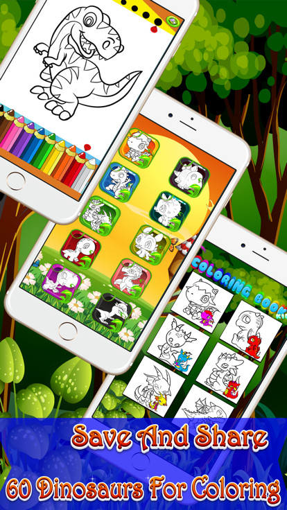 Dinosaurs Animal and Easter Eggs Coloring Pag截图3