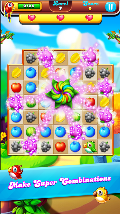 Sweet Fruits best match 3 puzzle截图2