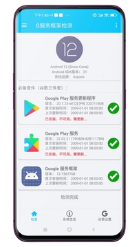G服務(wù)框架檢測截圖