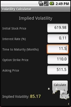隐含的波动性的Calc截图