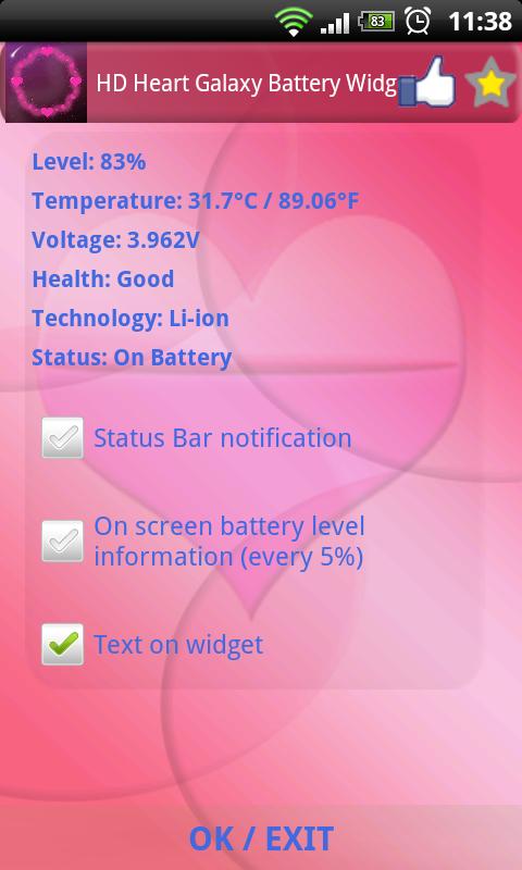 HD Heart Galaxy Battery Widget截图4