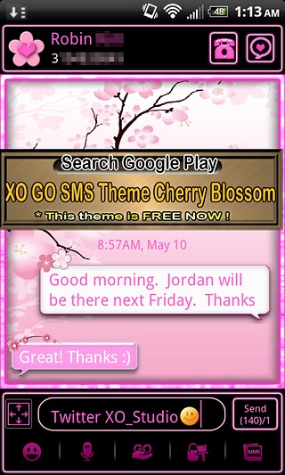 GO SMS PRO Pink Leopard theme截图2